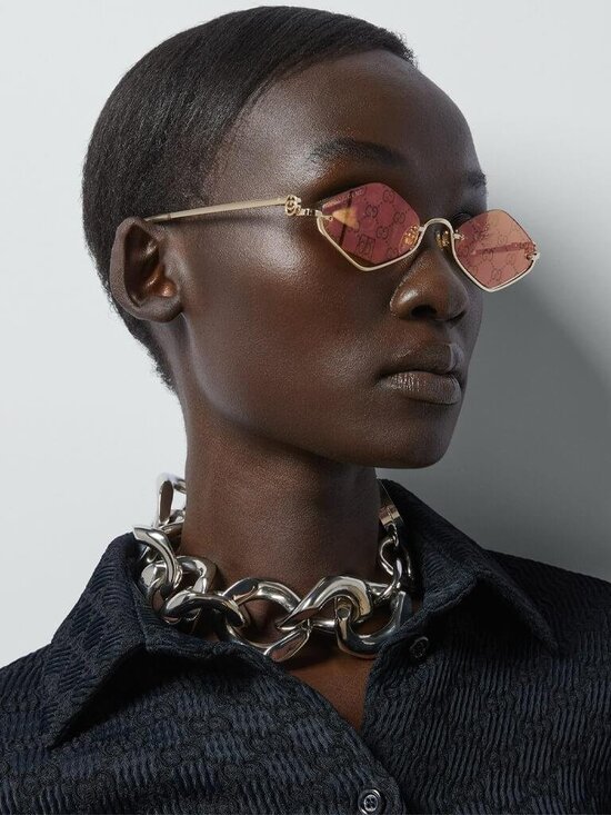 Gucci Unisex Sunglasses | Gold Cat Eye Rose Mirror GG Pattern | GG1604S 004 main image 15